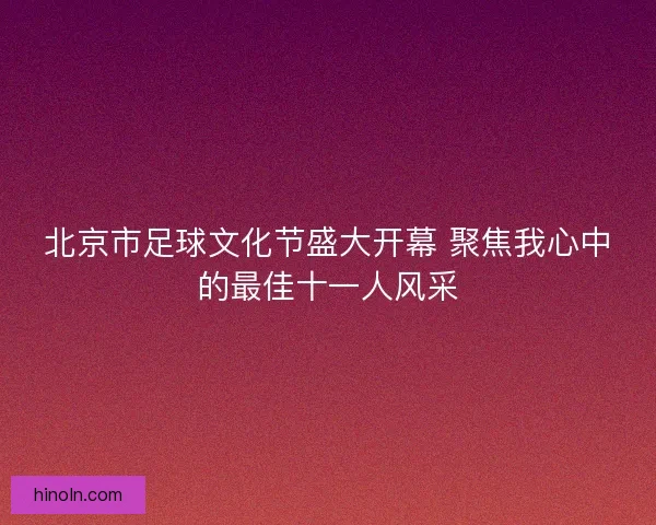 北京市足球文化节盛大开幕 聚焦我心中的最佳十一人风采